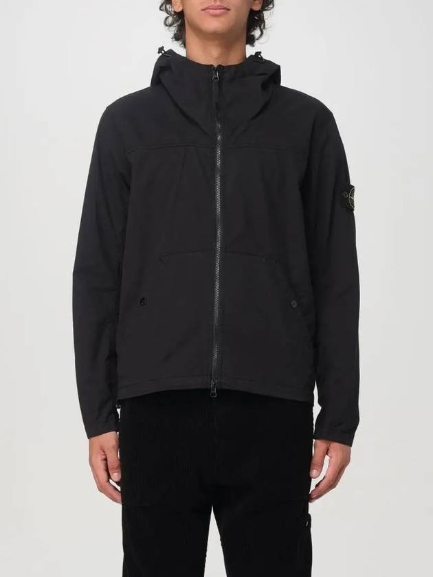 Supima Cotton Twill Stretch-TC Over Hooded Jacket Black - STONE ISLAND - BALAAN 4