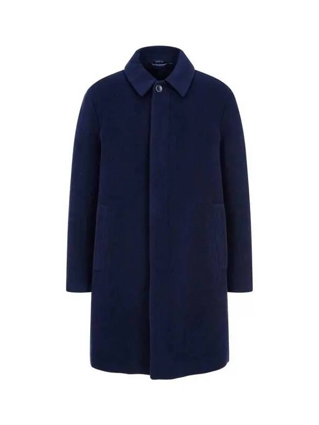 Men's Cashmere Wool Hidden Button-Up Coat Navy 271721 - GIORGIO ARMANI - BALAAN 1