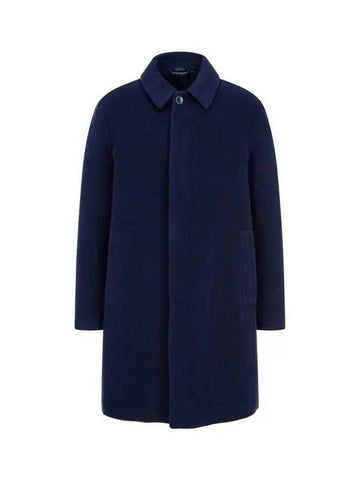 Men's Cashmere Wool Hidden Button-Up Coat Navy 271721 - GIORGIO ARMANI - BALAAN 1