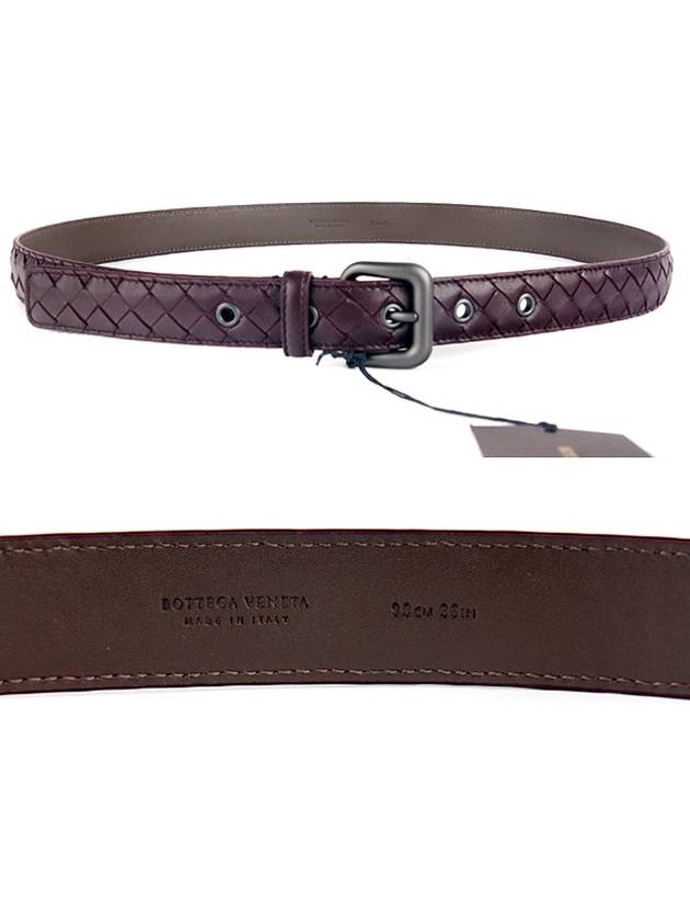 Intrecciato Leather Belt Burgundy - BOTTEGA VENETA - BALAAN 5