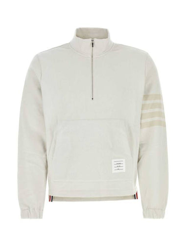 Men's 4 Bar Half Zip Up Sweatshirt Beige - THOM BROWNE - BALAAN 1