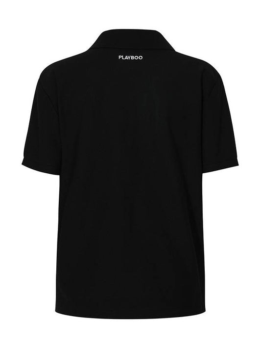 COTTON PIQUE POLO SHIRTBlack - PLAYBOO - BALAAN 2