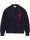 De Coeur Logo Wool Cardigan Navy - AMI - BALAAN 2