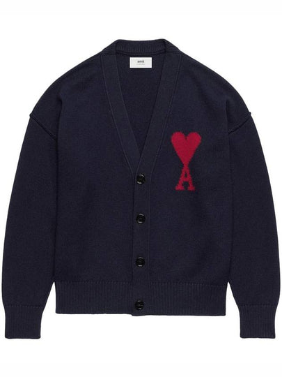 De Coeur Logo Wool Cardigan Navy - AMI - BALAAN 2