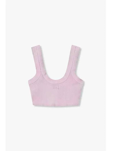 Embossed Logo Ribbed Tank Top Pink - ALEXANDER WANG - BALAAN 1