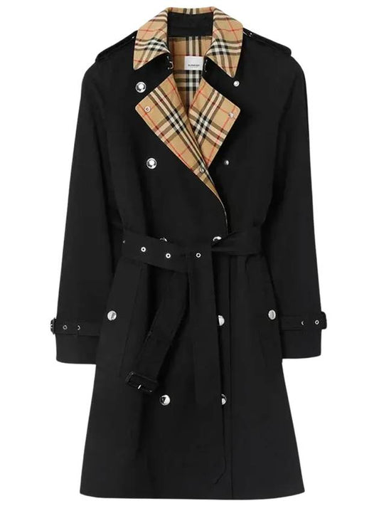 Check Collar Trench Coat Black - BURBERRY - BALAAN 2