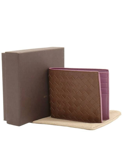 Brown Purple Intrecciato Weaving VN Folder Half Wallet 113993 - BOTTEGA VENETA - BALAAN 2