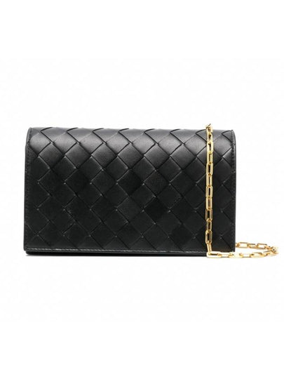 Intrecciato Chain Leather Mini Cross Bag Black - BOTTEGA VENETA - BALAAN 2