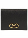 Gancini Compact Half Wallet Black - SALVATORE FERRAGAMO - BALAAN 2