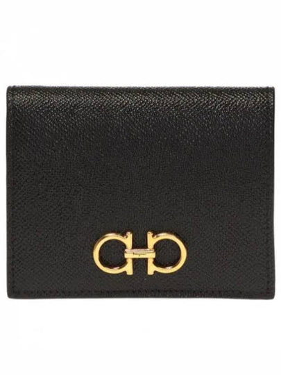 Gancini Compact Half Wallet Black - SALVATORE FERRAGAMO - BALAAN 2