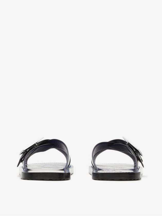 Strip Shield Leather Slippers Black - BURBERRY - BALAAN 5