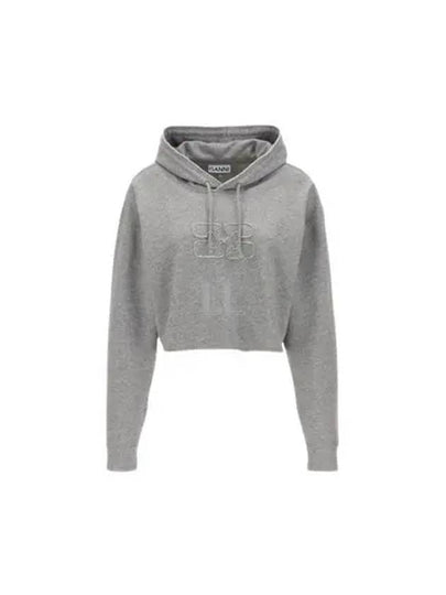 Isoli Crop Hoodie Grey - GANNI - BALAAN 2