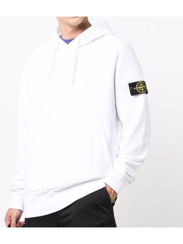 Wappen Patch Brushed Cotton Fleece Hoodie White - STONE ISLAND - BALAAN 3