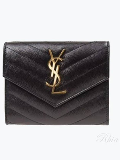 Matelasse Monogram Quilting Flap Half Wallet Black - SAINT LAURENT - BALAAN 2