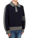 4-Bar Wool Polo Knit Top Navy Grey - THOM BROWNE - BALAAN 6