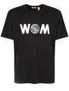 Genius World Logo Graphic Short Sleeve T-Shirt Black - MONCLER - BALAAN.