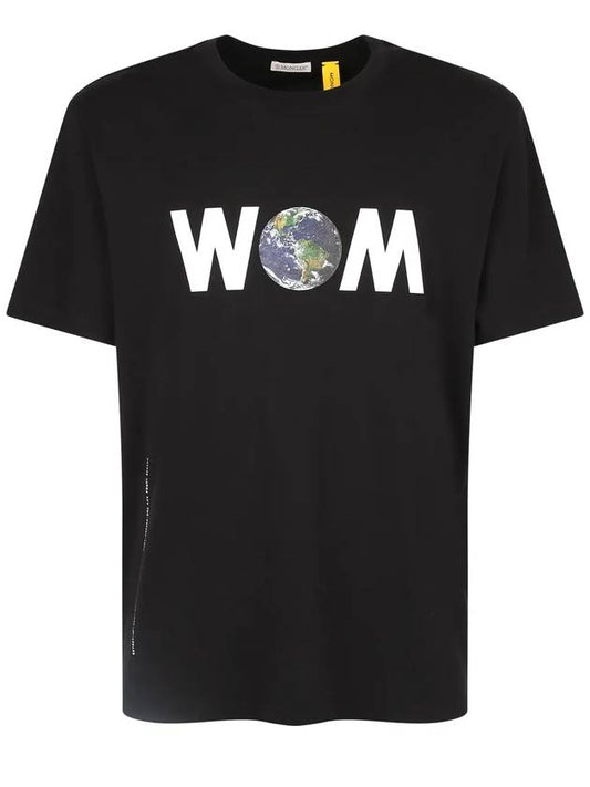 Genius World Logo Graphic Short Sleeve T-Shirt Black - MONCLER - BALAAN.