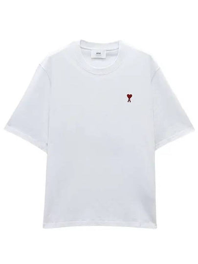 Small Heart Logo Boxy Fit Short Sleeve T-Shirt White - AMI - BALAAN 2