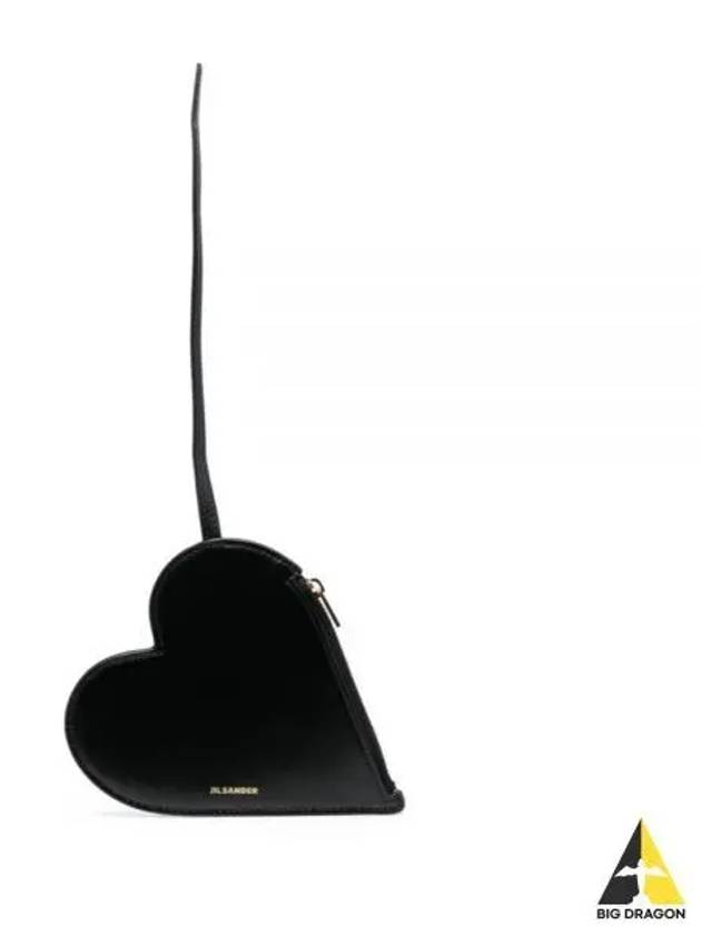 Embossed Logo Heart Stamp Calfskin Pouch Bag Black - JIL SANDER - BALAAN 2
