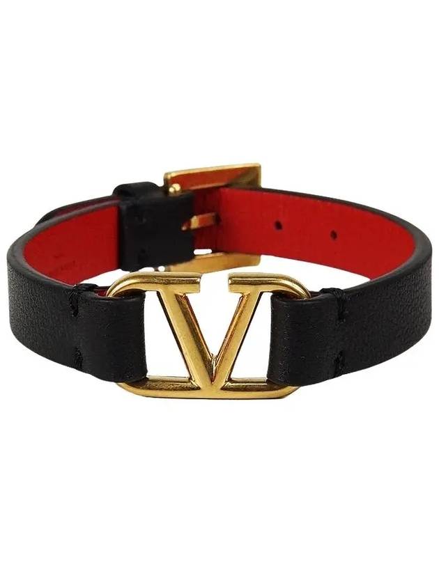 V Logo Signature Bracelet Black - VALENTINO - BALAAN 3