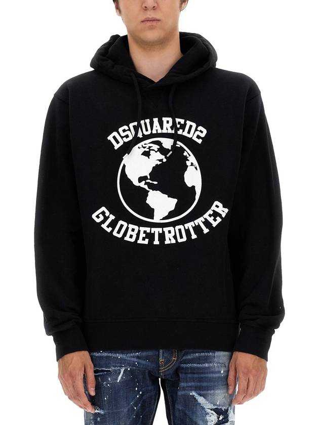 GLOBETROTTER logo print hood black - DSQUARED2 - BALAAN 2