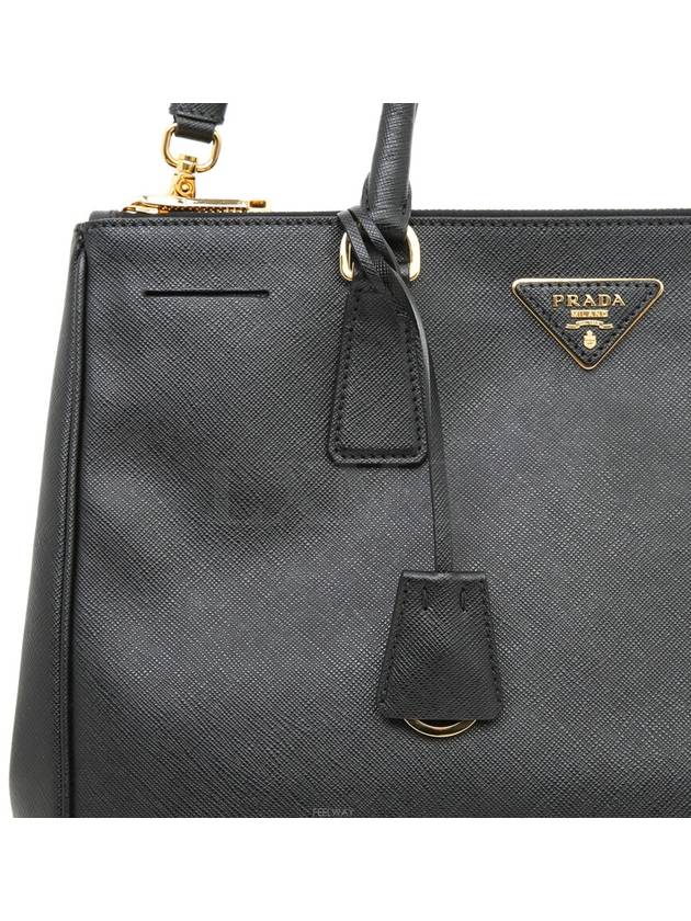 Galleria Saffiano Large Tote BN2274 Black Gold Plated Warranty - PRADA - BALAAN 6