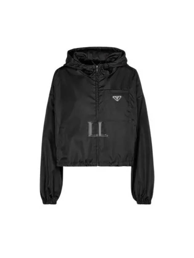 Re-Nylon Crop Hooded Jacket Black - PRADA - BALAAN 2