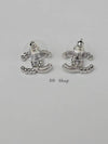 CC Logo Pearl Crystal Earrings Silver - CHANEL - BALAAN 6