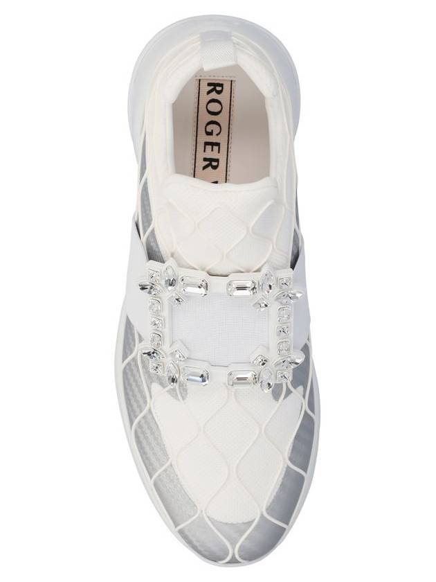 Technical Strass Buckle Low Top Sneakers White - ROGER VIVIER - BALAAN 5