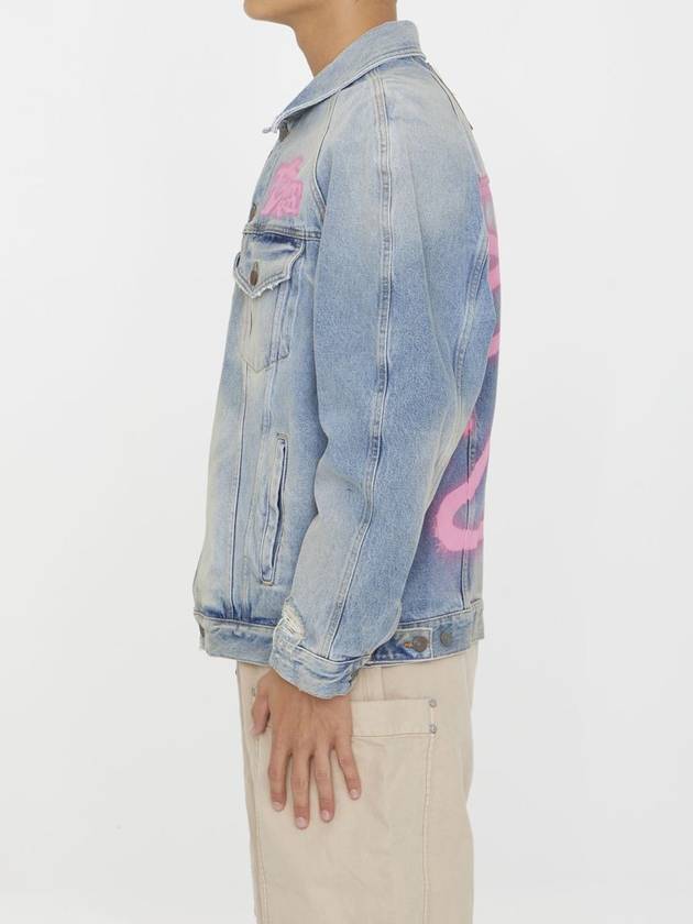 23 fw Blue Denim Graffiti Print Jacket PMYE038E23DEN0014032 B0480452867 - PALM ANGELS - BALAAN 4