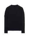 Wappen Patch Crew Neck Ribbed Wool Knit Top Black - STONE ISLAND - BALAAN 3