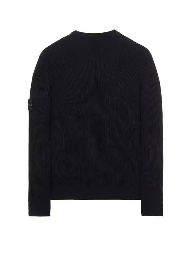 Wappen Patch Crew Neck Ribbed Wool Knit Top Black - STONE ISLAND - BALAAN 3