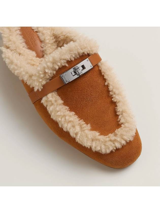 Oz Mule Shearling Sandals Women's Goatskin Brown - HERMES - BALAAN 5