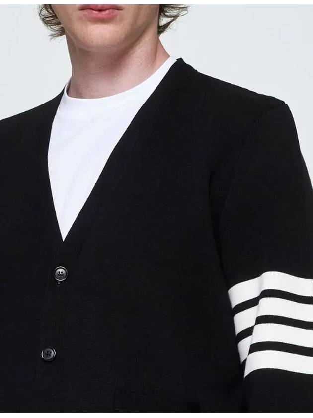 Milano Stitch 4-Bar Cardigan Black - THOM BROWNE - BALAAN 5