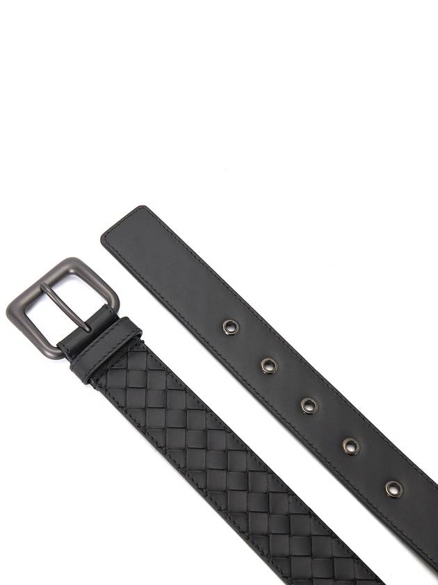 Men's Intrecciato Leather Belt Black - BOTTEGA VENETA - BALAAN 4