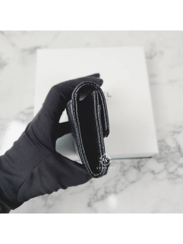 Classic Card Holder Grained Calfskin Silver Black - CHANEL - BALAAN 6