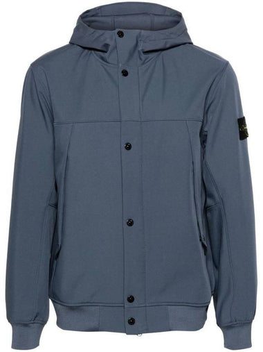 Light Soft Shell R E Dye Technology In Recycled Polyester Hooded Jacket Avio Blue - STONE ISLAND - BALAAN 1