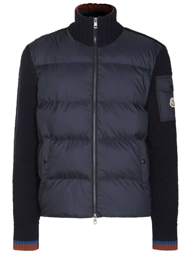 Zip up wool padded cardigan navy - MONCLER - BALAAN 1