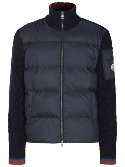 Zip-Up Wool Padded Cardigan Navy - MONCLER - BALAAN 1