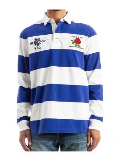 Classic Fit Striped Jersey Polo Shirt Blue White - POLO RALPH LAUREN - BALAAN 2