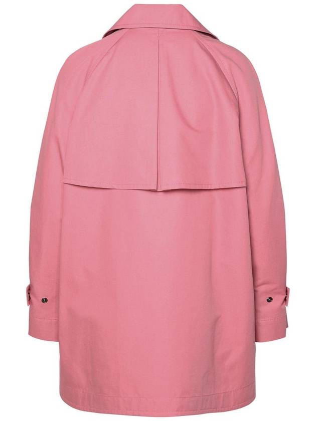 Fay Double-Breasted Pink Cotton Trench Coat - FAY - BALAAN 3