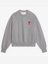 Cotton Heart Logo Sweatshirt Heather Grey - AMI - BALAAN 2