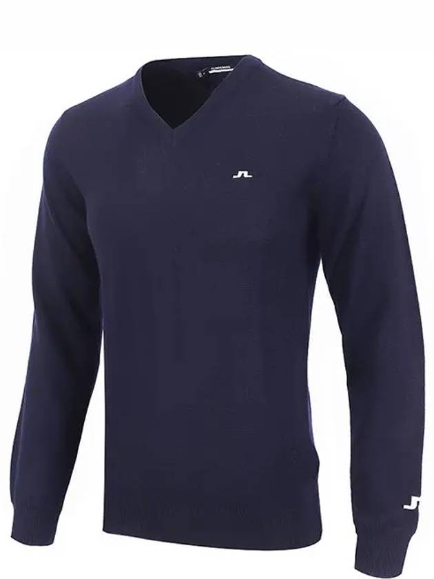 Lehman Tour Merino V-Neck Long Sleeve T-Shirt Navy - J.LINDEBERG - BALAAN 3