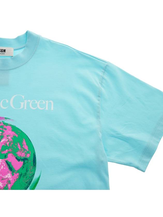 Fantastic Green Sustainable Cotton Short Sleeve T-Shirt Blue - MSGM - BALAAN 5