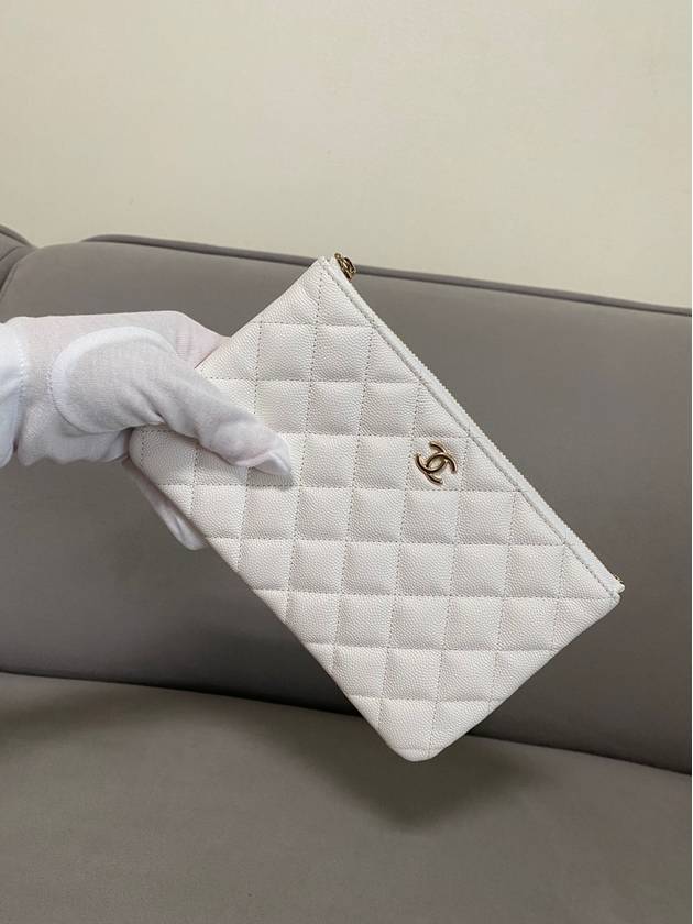 Classic pouch small caviar white gold Siamese bone AP4101 - CHANEL - BALAAN 9