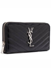 Matelasse Monogram Zipper Long Wallet Black - SAINT LAURENT - BALAAN.