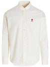 Men's Mini Heart Button Down Oxford Long Sleeve Shirt White - AMI - BALAAN 2