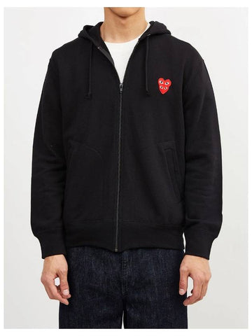 Double Heart Hooded Zip Up Black 294 - COMME DES GARCONS PLAY - BALAAN 1