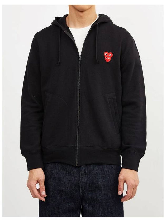 Double Heart Hooded Zip Up Black 294 - COMME DES GARCONS PLAY - BALAAN 1