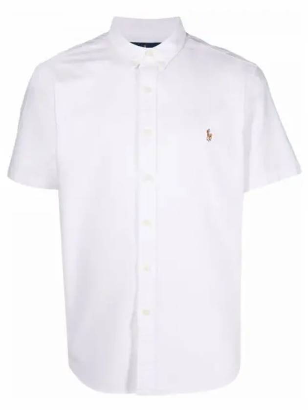 Embroidered Logo Oxford Short Sleeve Shirt White - POLO RALPH LAUREN - BALAAN 2